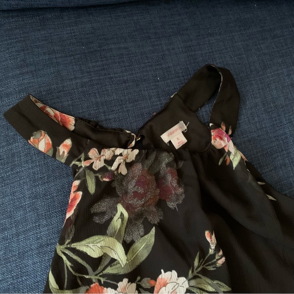 XHILARATION Black Floral Halter-Neck Dress - Picture 5 of 6